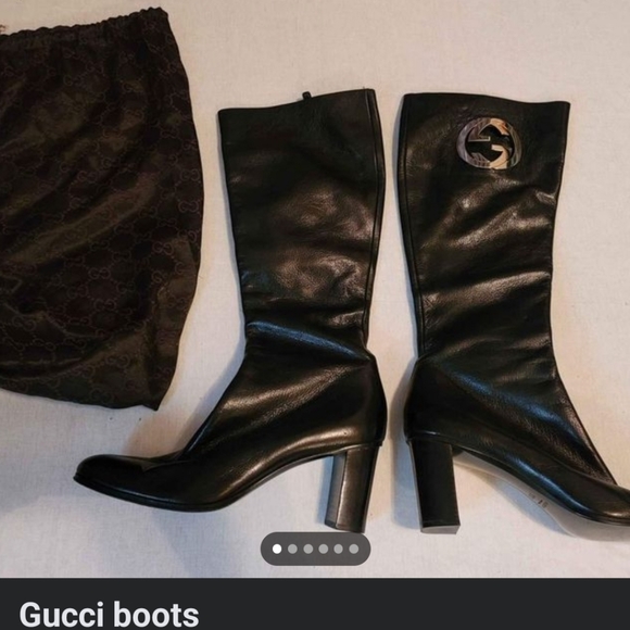 Gucci Boots 11B black leather high heels. Zip up over calf to knee. - Picture 12 of 12